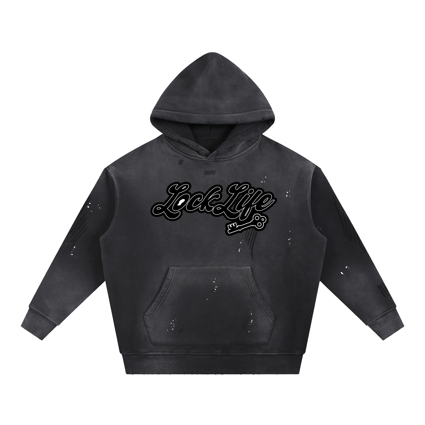 Vintage Washed Frayed Fleece Hoodie