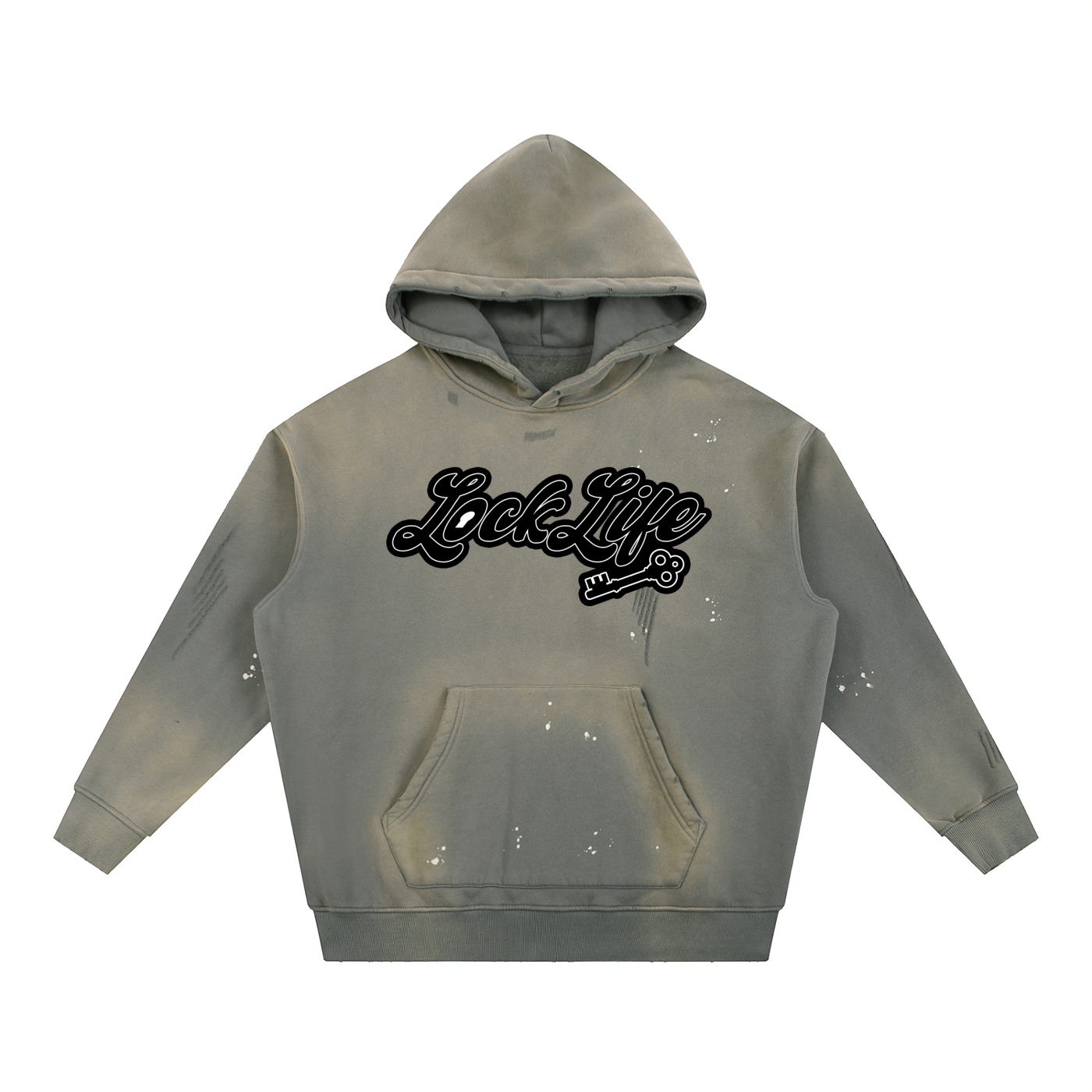 Vintage Washed Frayed Fleece Hoodie